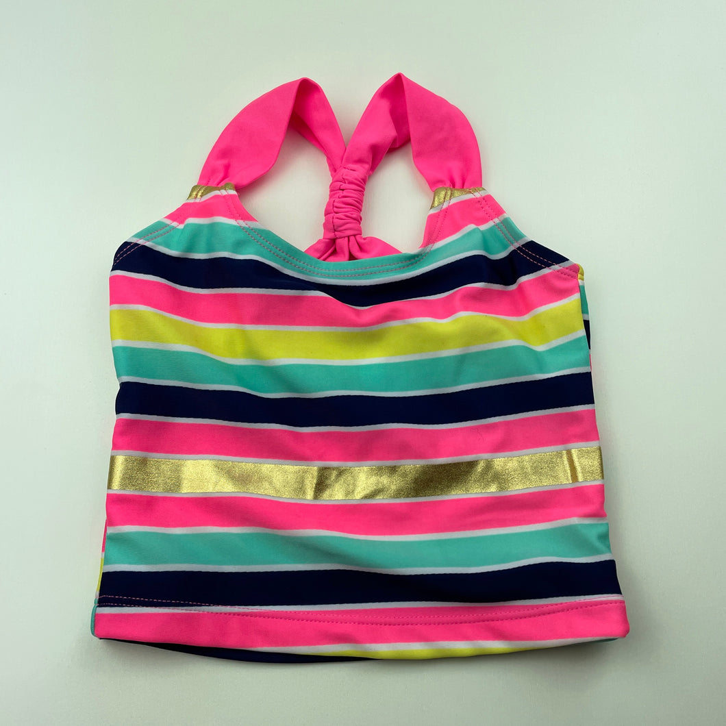 Girls Wave Zone, colourful striped swim top, EUC, size 3,  
