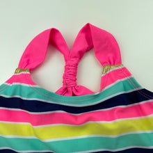 Load image into Gallery viewer, Girls Wave Zone, colourful striped swim top, EUC, size 3,  