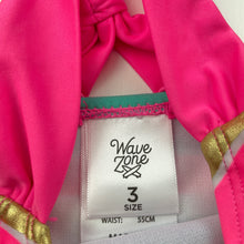 Load image into Gallery viewer, Girls Wave Zone, colourful striped swim top, EUC, size 3,  