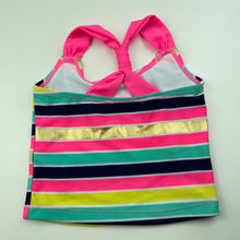 Load image into Gallery viewer, Girls Wave Zone, colourful striped swim top, EUC, size 3,  