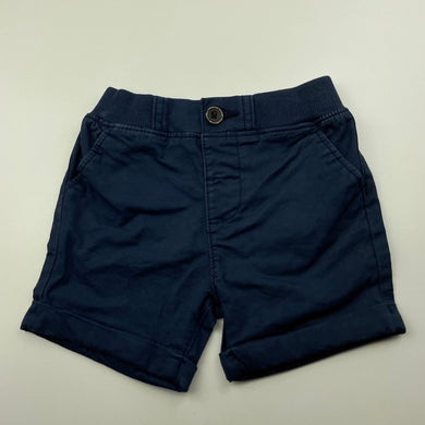 Boys Target, navy stretch cotton shorts, elasticated, EUC, size 00,  