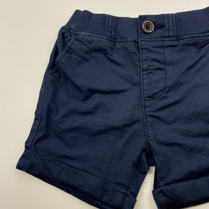 Boys Target, navy stretch cotton shorts, elasticated, EUC, size 00,  