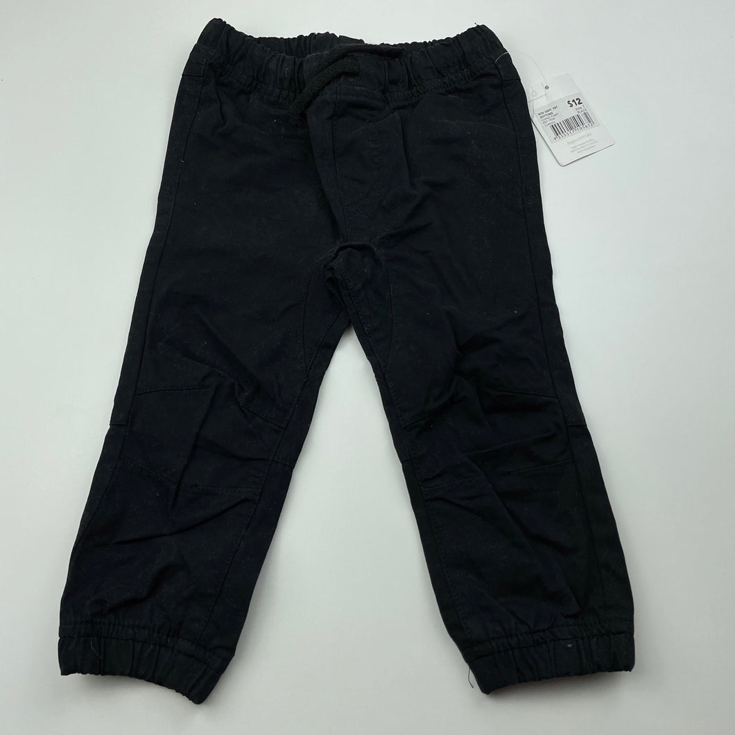 Boys Dymples, black cotton chino pants, elasticated, NEW, size 1,  