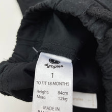 Load image into Gallery viewer, Boys Dymples, black cotton chino pants, elasticated, NEW, size 1,  