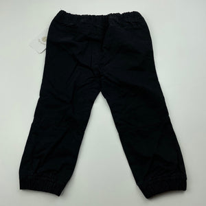 Boys Dymples, black cotton chino pants, elasticated, NEW, size 1,  