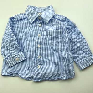 Boys Bebe by Minihaha, checked lightweight cotton long sleeve shirt, EUC, size 6 months,  