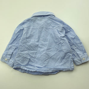 Boys Bebe by Minihaha, checked lightweight cotton long sleeve shirt, EUC, size 6 months,  