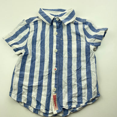Boys Country Road, blue stripe cotton short sleeve shirt, GUC, size 0,  