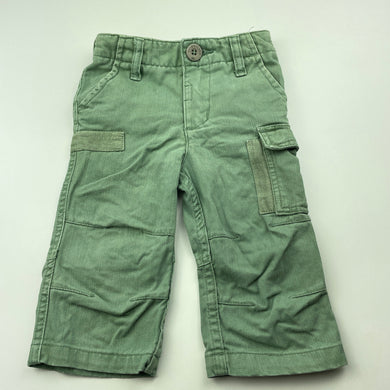 Boys Quiksilver, green cotton cargo pants, adjustable, GUC, size 00,  