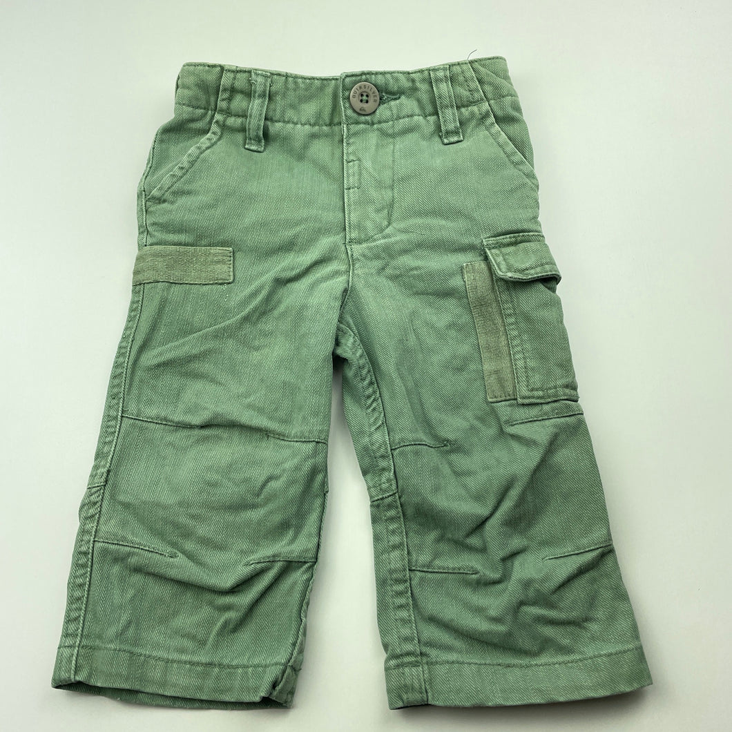 Boys Quiksilver, green cotton cargo pants, adjustable, GUC, size 00,  