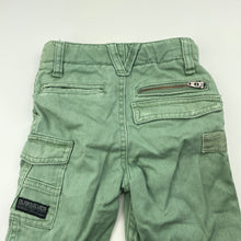 Load image into Gallery viewer, Boys Quiksilver, green cotton cargo pants, adjustable, GUC, size 00,  