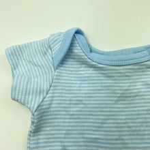 Load image into Gallery viewer, unisex Baby Berry, blue stripe cotton bodysuit / romper, EUC, size 0000,  