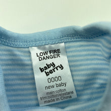 Load image into Gallery viewer, unisex Baby Berry, blue stripe cotton bodysuit / romper, EUC, size 0000,  