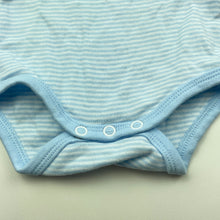 Load image into Gallery viewer, unisex Baby Berry, blue stripe cotton bodysuit / romper, EUC, size 0000,  