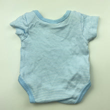 Load image into Gallery viewer, unisex Baby Berry, blue stripe cotton bodysuit / romper, EUC, size 0000,  