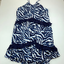 Load image into Gallery viewer, Girls Tilii, cotton lined animal print party dress, GUC, size 14, L: 75cm