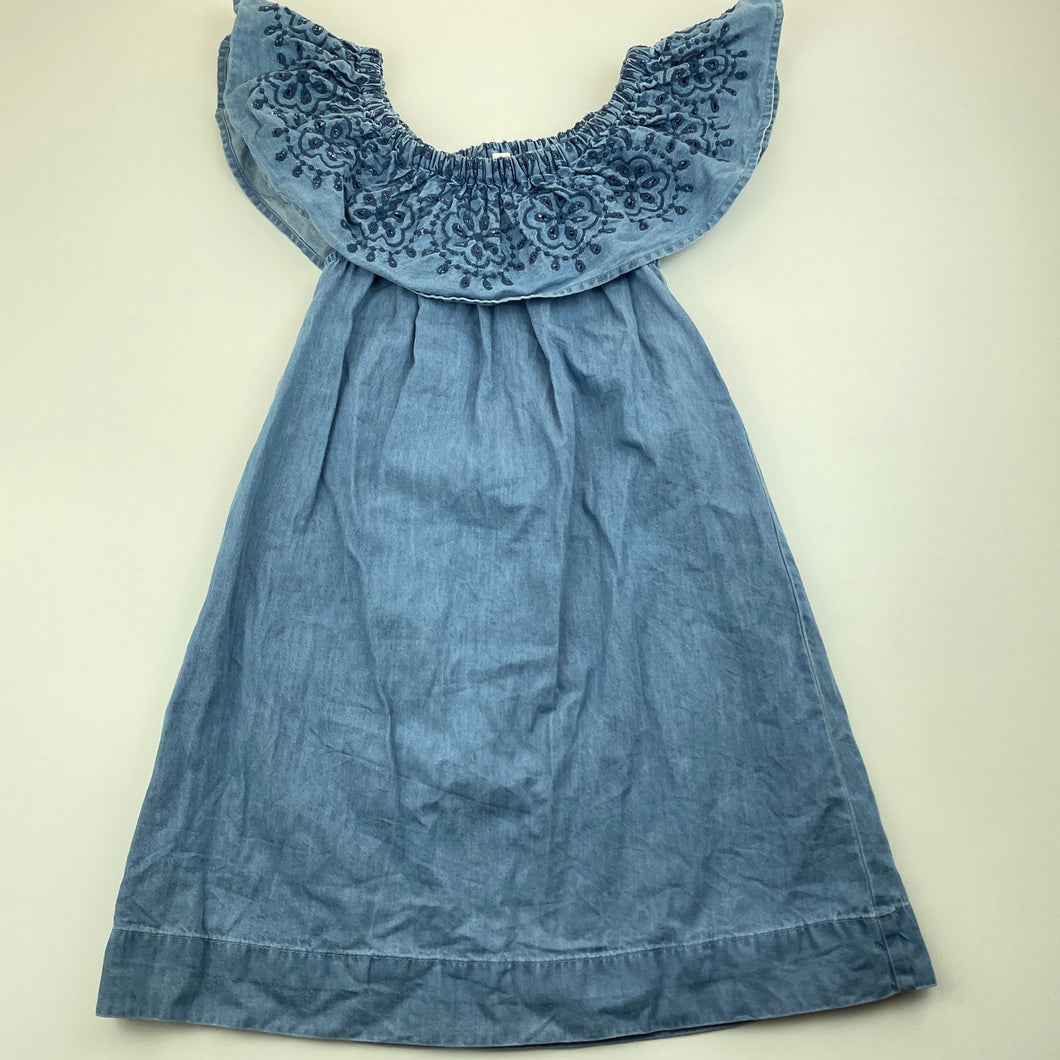 Girls Milkshake, chambray cotton casual dress, GUC, size 4, L: 60cm