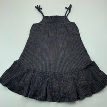 Load image into Gallery viewer, Girls Cotton On, cotton lined metallic stripe summer dress, GUC, size 4, L: 58cm