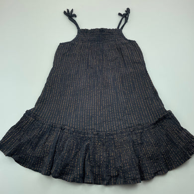 Girls Cotton On, cotton lined metallic stripe summer dress, GUC, size 4, L: 58cm