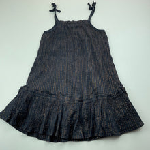 Load image into Gallery viewer, Girls Cotton On, cotton lined metallic stripe summer dress, GUC, size 4, L: 58cm