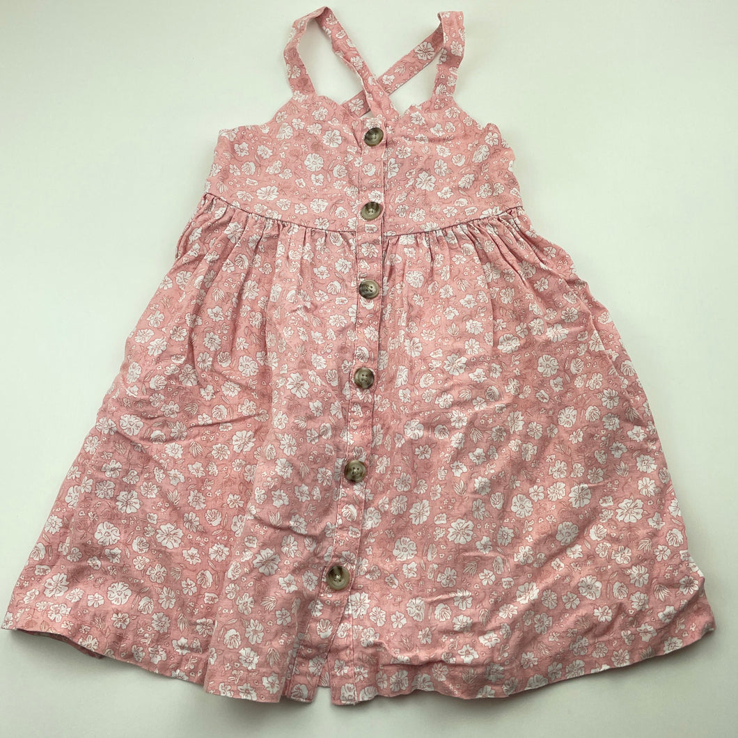 Girls KID, floral linen / viscose summer dress, EUC, size 2, L: 54cm