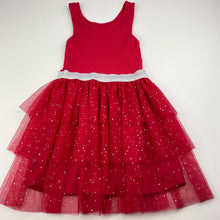 Load image into Gallery viewer, Girls Mango, red &amp; silver tulle party dress, EUC, size 4, L: 57cm