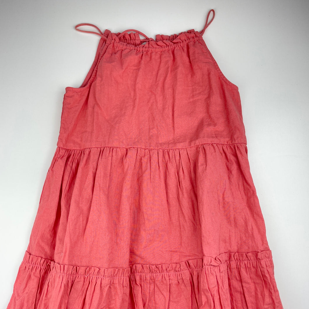 Girls Tilii, cotton lined cotton/linen summer dress, EUC, size 12, L: 79cm