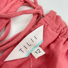 Load image into Gallery viewer, Girls Tilii, cotton lined cotton/linen summer dress, EUC, size 12, L: 79cm