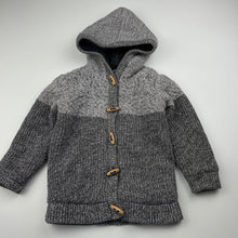 Load image into Gallery viewer, Boys Anko, fleece lined knitted cotton hooded cardigan, GUC, size 2,  