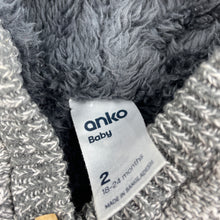 Load image into Gallery viewer, Boys Anko, fleece lined knitted cotton hooded cardigan, GUC, size 2,  
