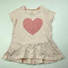 Load image into Gallery viewer, Girls H&amp;T, pink cotton t-shirt / top, heart, GUC, size 2,  