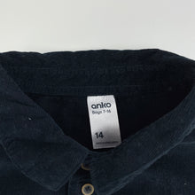 Load image into Gallery viewer, Boys Anko, dark navy corduroy cotton long sleeve shirt, EUC, size 14,  