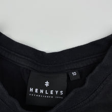 Load image into Gallery viewer, Girls HENLEYS, black cotton t-shirt / top, GUC, size 10,  