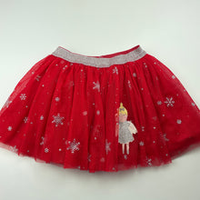 Load image into Gallery viewer, Girls Big W, red &amp; silver Christmas party skirt, elasticated, L: 28cm, EUC, size 4,  
