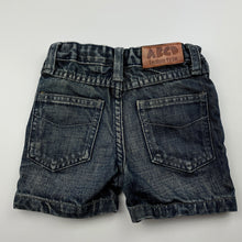 Load image into Gallery viewer, Boys ABCD Industrie, dark denim jean shorts, adjustable, EUC, size 0,  