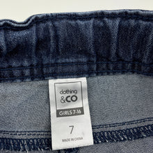 Load image into Gallery viewer, Girls Clothing &amp; Co, lightweight stretch denim jeans, adjustable, Inside leg: 45cm, FUC, size 7,  