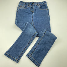Load image into Gallery viewer, Girls H&amp;T, blue stretch denim jeans, adjustable, Inside leg: 48.5cm, GUC, size 6,  