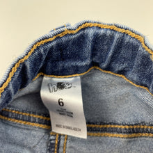 Load image into Gallery viewer, Girls H&amp;T, blue stretch denim jeans, adjustable, Inside leg: 48.5cm, GUC, size 6,  
