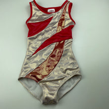 Load image into Gallery viewer, Girls CAPEZIO, red &amp; metallic gold dance leotard, EUC, size 6-7,  