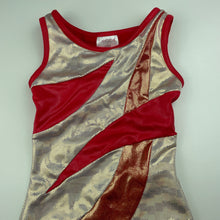 Load image into Gallery viewer, Girls CAPEZIO, red &amp; metallic gold dance leotard, EUC, size 6-7,  