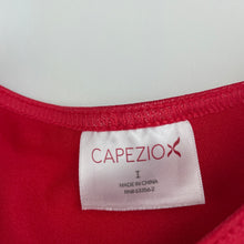 Load image into Gallery viewer, Girls CAPEZIO, red &amp; metallic gold dance leotard, EUC, size 6-7,  