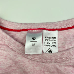 Girls Target, pink marle cotton pyjama top, FUC, size 12,  