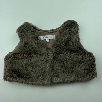 Girls Bebe by Minihaha, cotton lined faux fur vest, GUC, size 00,  