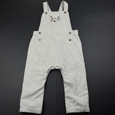 unisex Bebe by Minihaha, embrodiered grey marle overalls, EUC, size 1,  