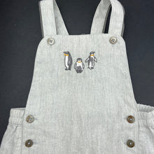 Load image into Gallery viewer, unisex Bebe by Minihaha, embrodiered grey marle overalls, EUC, size 1,  