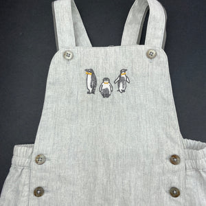 unisex Bebe by Minihaha, embrodiered grey marle overalls, EUC, size 1,  