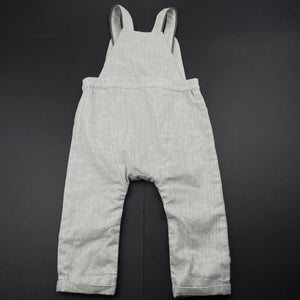 unisex Bebe by Minihaha, embrodiered grey marle overalls, EUC, size 1,  