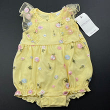 Load image into Gallery viewer, Girls Kidding Around, cotton lined embroidered tulle romper, NEW, size 000,  