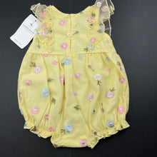 Load image into Gallery viewer, Girls Kidding Around, cotton lined embroidered tulle romper, NEW, size 000,  