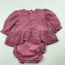 Load image into Gallery viewer, Girls Dymples, floral lace romper, GUC, size 000,  